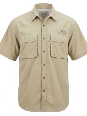 Bimini Bay Outfitters Men's Short Sleeve Fishing Shirt - Tan - Size M